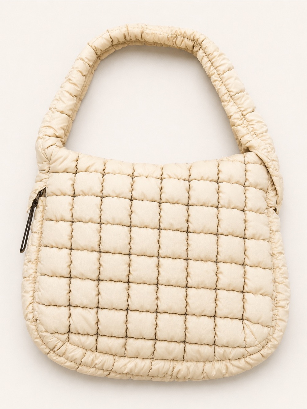 Carmen Quilted Hobo Bag in Light Tan